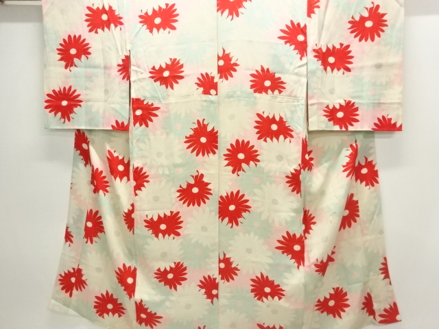 JAPANESE KIMONO / ANTIQUE JUBAN / SILK / KINSHA / KIKU